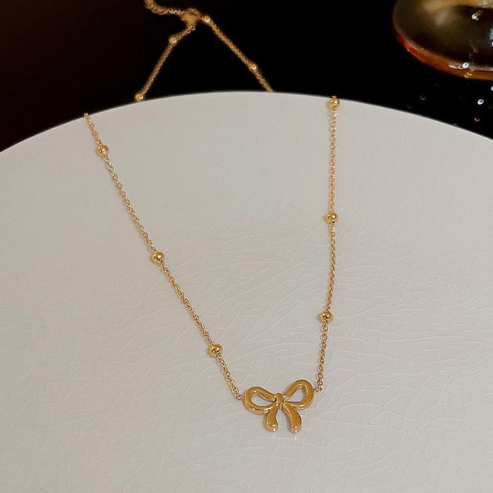 Gold-Plated Anti Tarnish Infinity Bow Pendant - Image 3