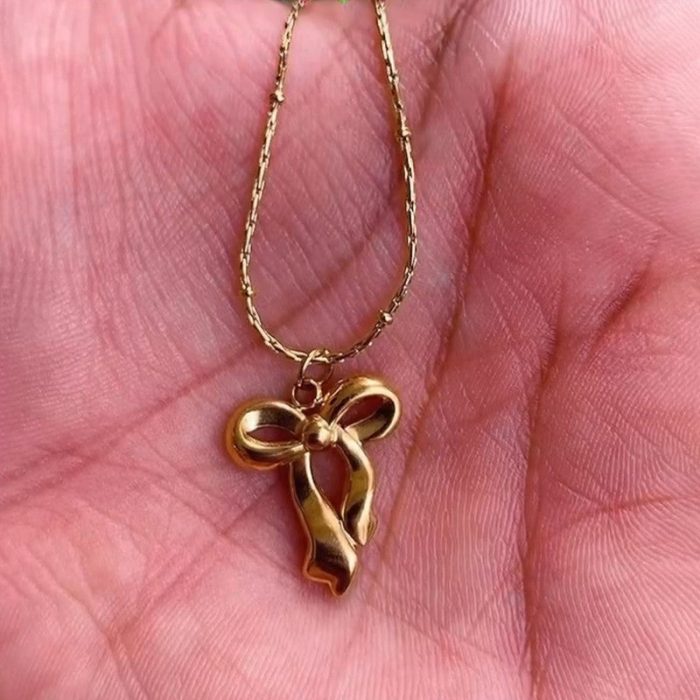 Gold-Plated Anti Tarnish Infinity Bow Pendant - Image 2