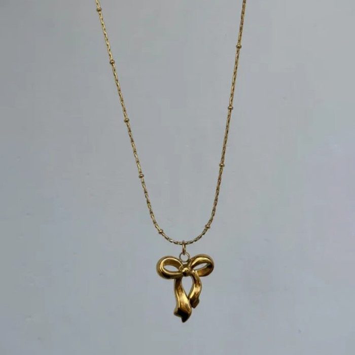 Gold-Plated Anti Tarnish Infinity Bow Pendant - Image 4
