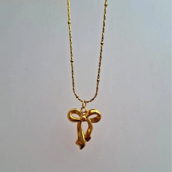 Gold-Plated Anti Tarnish Infinity Bow Pendant - Image 5