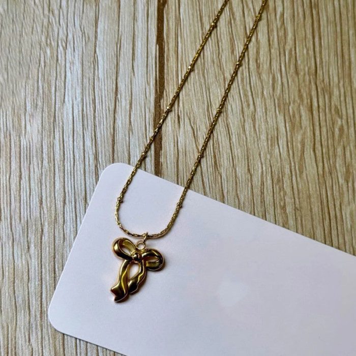 Gold-Plated Anti Tarnish Infinity Bow Pendant - Image 7