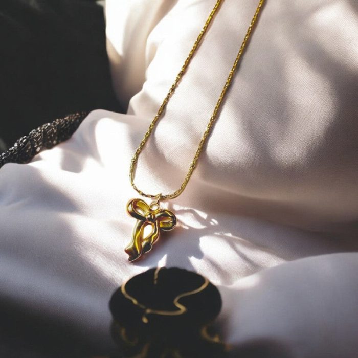 Gold-Plated Anti Tarnish Infinity Bow Pendant - Image 8