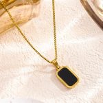 Gold-Plated Anti Tarnish Black Geometric Pendant - Image 2