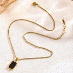 Gold-Plated Anti Tarnish Black Geometric Pendant - Image 5