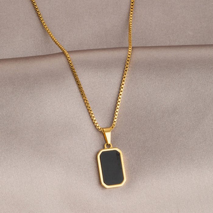 Gold-Plated Anti Tarnish Black Geometric Pendant - Image 8