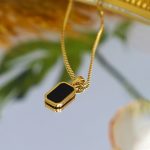 Gold-Plated Anti Tarnish Black Geometric Pendant - Image 9