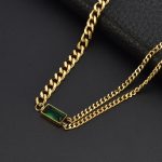 Gold-Plated Anti Tarnish Green Geometric Pendant - Image 2