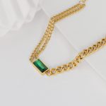 Gold-Plated Anti Tarnish Green Geometric Pendant - Image 6