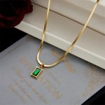 Gold-Plated Anti Tarnish Green Geometric Pendant - Image 3