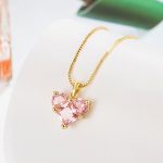 Gold-Plated Anti Tarnish Pink Heart Themed CZ Pendant - Image 4