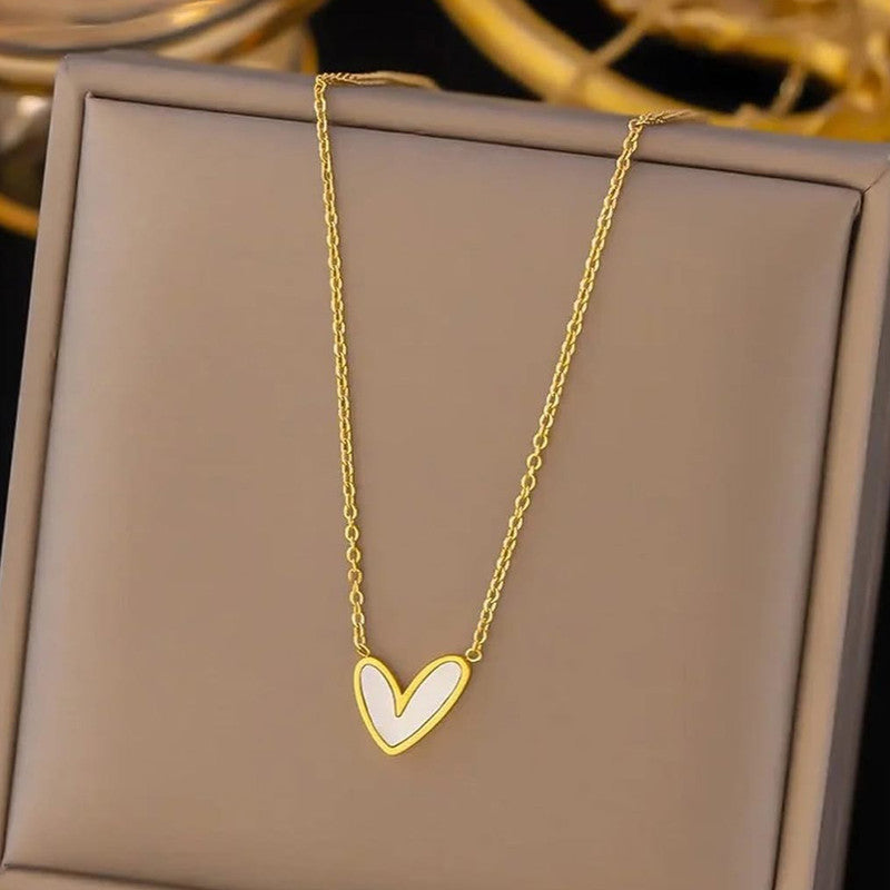 Gold-Plated Anti Tarnish Heart Themed MOP Pendant - Image 1