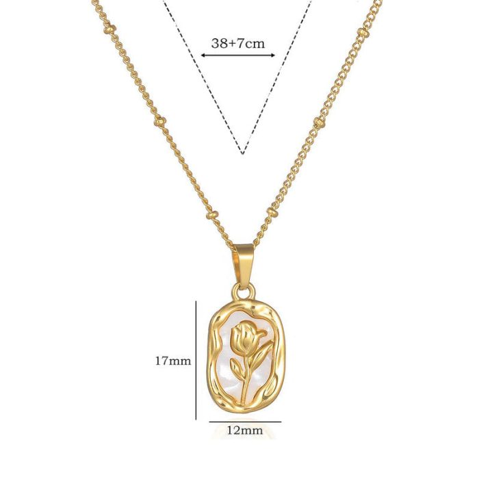 Gold Plated Anti Tarnish Rose Themed Pendant - Image 8