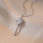 Silver Plated Anti Tarnish American Diamond Studded Heart Key Pendant - Image 2