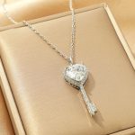 Silver Plated Anti Tarnish American Diamond Studded Heart Key Pendant - Image 6
