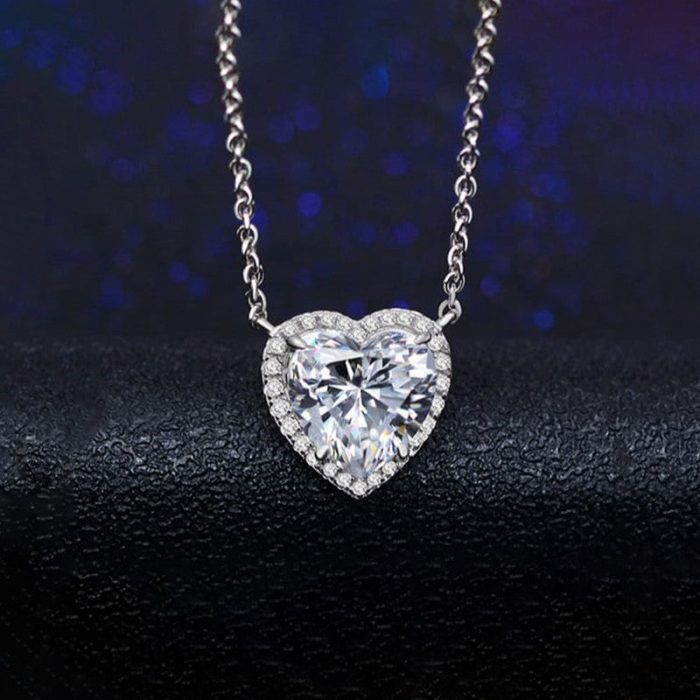 Silver Plated Anti Tarnish American Diamond Studded Heart Themed Pendant - Image 2