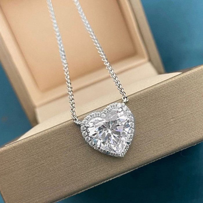 Silver Plated Anti Tarnish American Diamond Studded Heart Themed Pendant - Image 7
