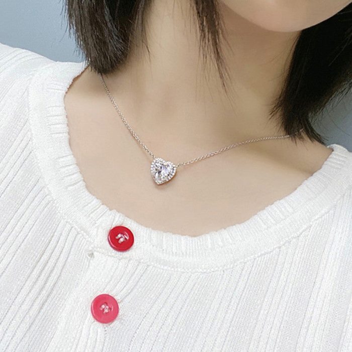 Silver Plated Anti Tarnish American Diamond Studded Heart Themed Pendant - Image 8