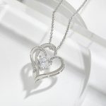 Silver Plated Anti Tarnish American Diamond Studded Heart Themed Pendant