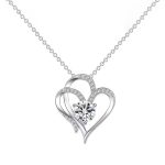 Silver Plated Anti Tarnish American Diamond Studded Heart Themed Pendant - Image 5