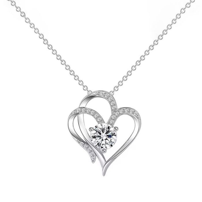 Silver Plated Anti Tarnish American Diamond Studded Heart Themed Pendant - Image 5