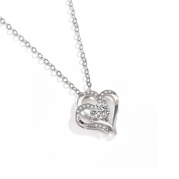Silver Plated Anti Tarnish American Diamond Studded Heart Themed Pendant - Image 6