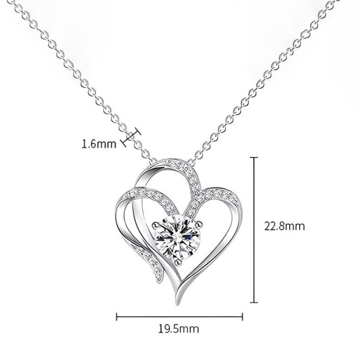 Silver Plated Anti Tarnish American Diamond Studded Heart Themed Pendant - Image 7