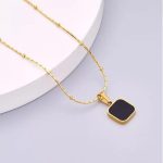 Gold-Plated Anti Tarnish Black Geometric Pendant - Image 2
