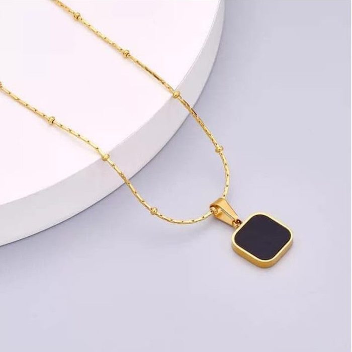 Gold-Plated Anti Tarnish Black Geometric Pendant - Image 2