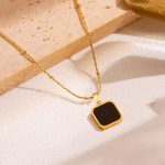 Gold-Plated Anti Tarnish Black Geometric Pendant - Image 3