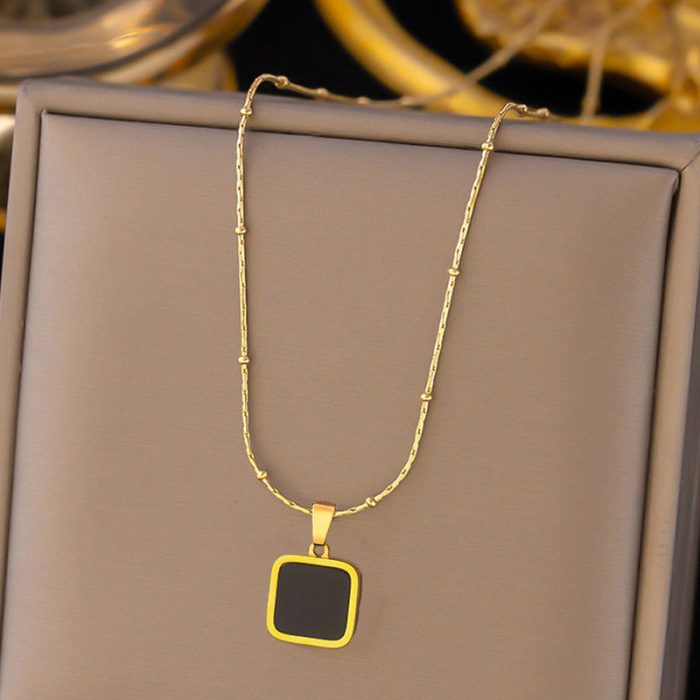 Gold-Plated Anti Tarnish Black Geometric Pendant - Image 6