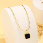 Gold-Plated Anti Tarnish Black Geometric Pendant - Image 8