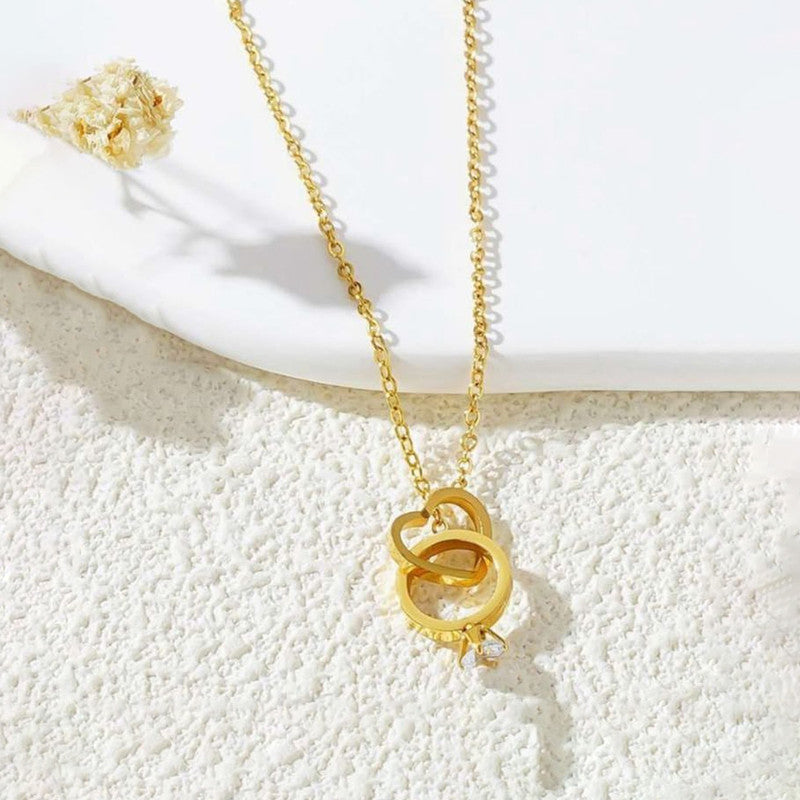 Gold Plated Stainless Steel Anti Tarnish Heart Themed Pendant For Women - Image 1