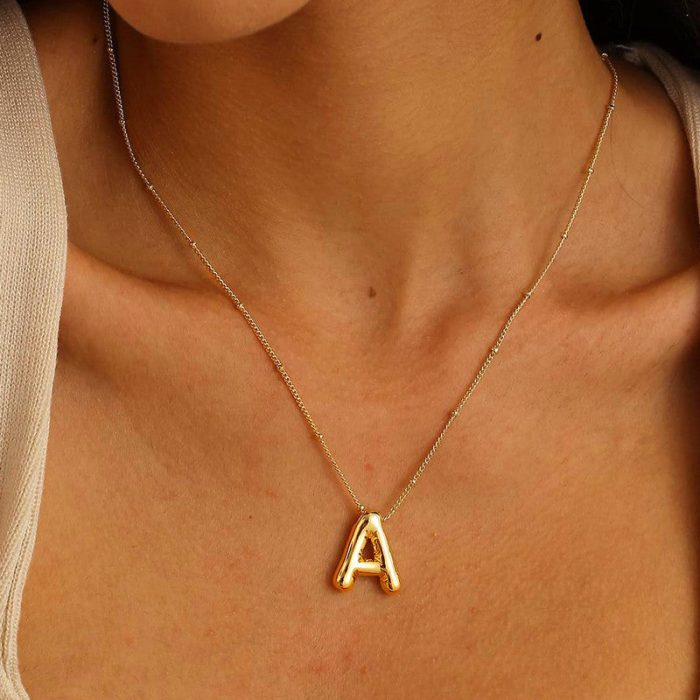 Gold Plated Anti Tarnish Stainless Steel Alphabetical Pendant - Image 15
