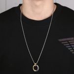 Silver Plated Stainless Steel Anti Tarnish Triple Rings Circular Pendant For Men