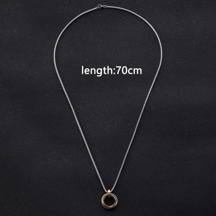 Silver Plated Stainless Steel Anti Tarnish Triple Rings Circular Pendant For Men - Image 5