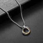 Silver Plated Stainless Steel Anti Tarnish Triple Rings Circular Pendant For Men - Image 3