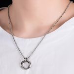 Silver Plated Stainless Steel Anti Tarnish Triple Rings Circular Pendant For Men