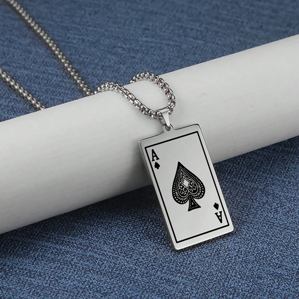 Silver Plated Stainless Steel Anti Tarnish Ace of Spades Stylish Contemporary Pendant - Image 1