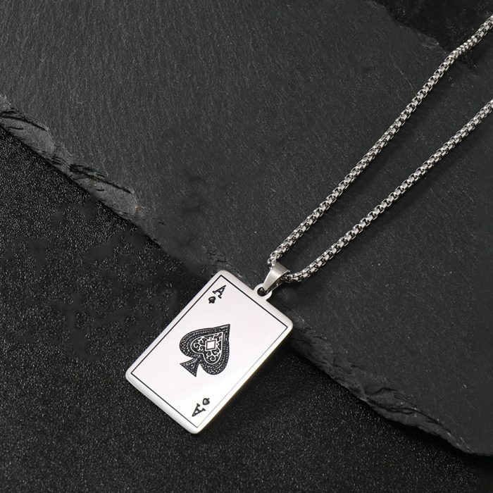 Silver Plated Stainless Steel Anti Tarnish Ace of Spades Stylish Contemporary Pendant - Image 2
