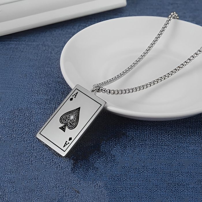 Silver Plated Stainless Steel Anti Tarnish Ace of Spades Stylish Contemporary Pendant - Image 3