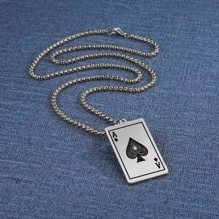 Silver Plated Stainless Steel Anti Tarnish Ace of Spades Stylish Contemporary Pendant - Image 4