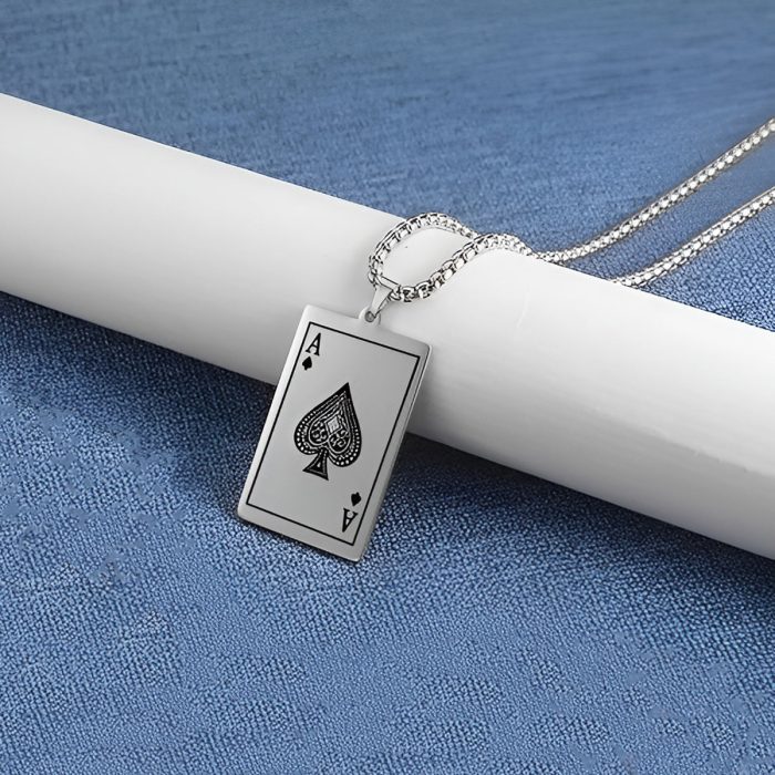 Silver Plated Stainless Steel Anti Tarnish Ace of Spades Stylish Contemporary Pendant - Image 5