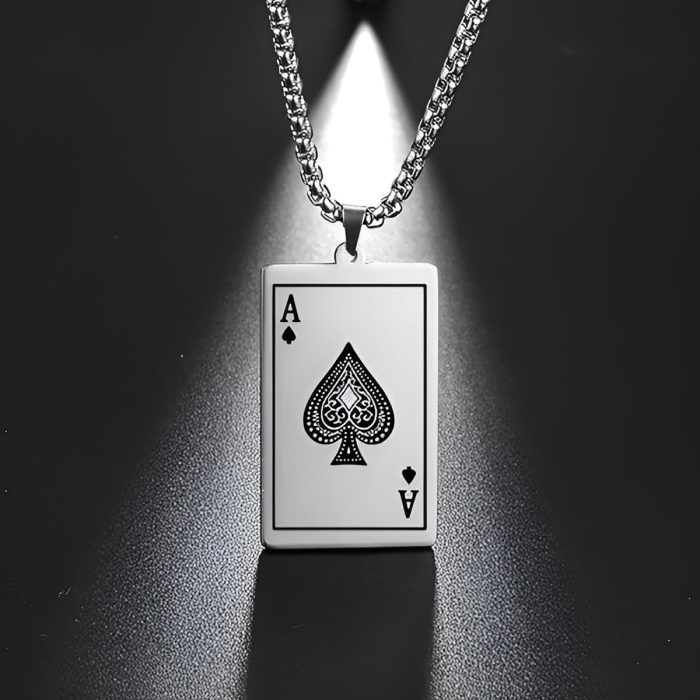 Silver Plated Stainless Steel Anti Tarnish Ace of Spades Stylish Contemporary Pendant - Image 6