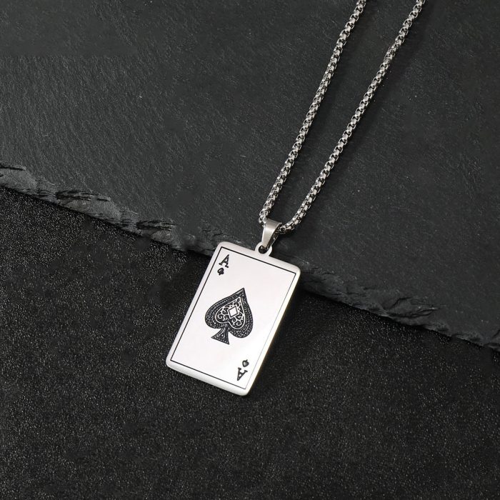 Silver Plated Stainless Steel Anti Tarnish Ace of Spades Stylish Contemporary Pendant - Image 7