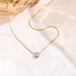 Gold Plated Stainless Steel Anti Tarnish Tear Drop CZ Pendant For Women - Image 4