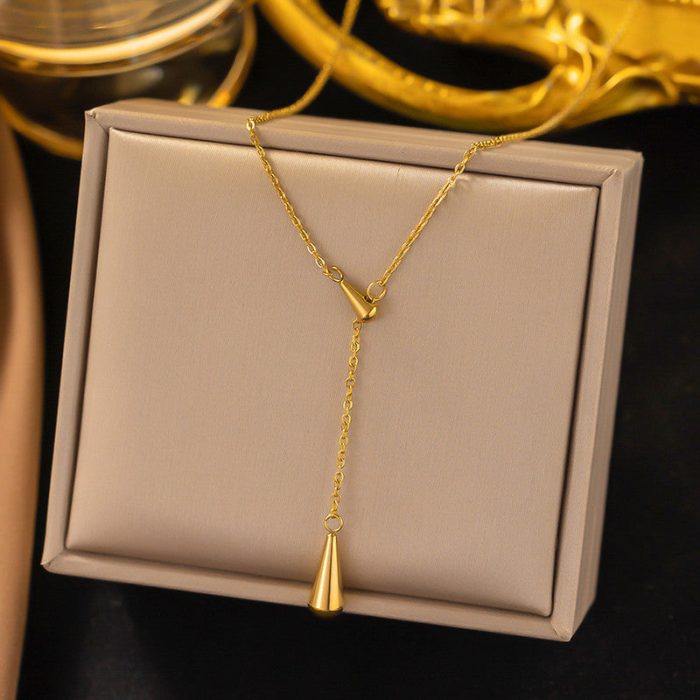Gold Plated Stainless Steel Anti Tarnish Teardrop Pendant - Image 2