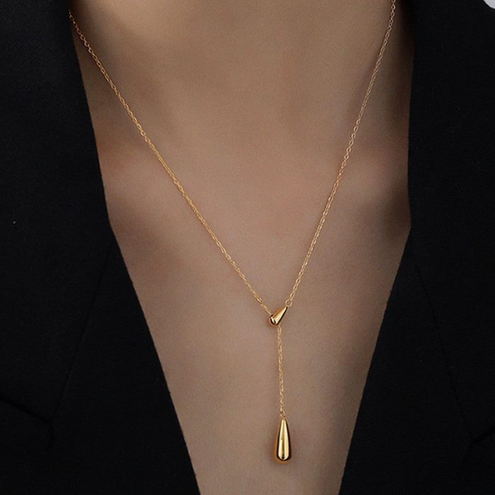 Gold Plated Stainless Steel Anti Tarnish Teardrop Pendant - Image 8