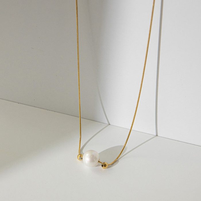 Gold Plated Stainless Steel Anti Tarnish Pearl Pendant - Image 4
