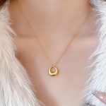 Gold Plated Stainless Steel Anti Tarnish Geometric Circle Pendant - Image 2
