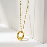 Gold Plated Stainless Steel Anti Tarnish Geometric Circle Pendant - Image 3